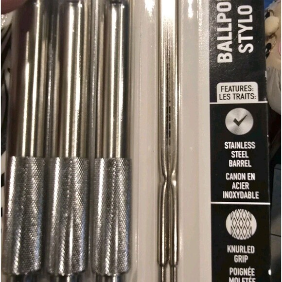 3-Pack Zebra F-701 Ballpoint Pens + 2 bonus refills - Stainless Steel -Black Ink - Picture 4 of 5